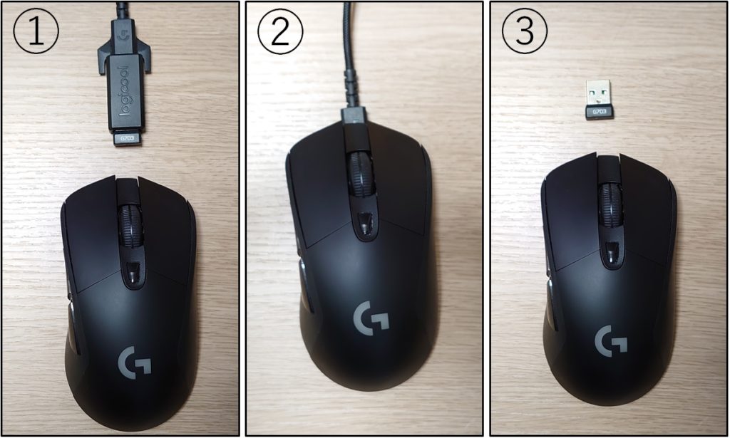 マウスの3種類の接続方法